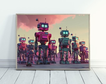 Futuristic Robot Poster for Futuristic Home Decor Robot Wall Art for Sci-Fi Home Decor Retro-Futuristic Art AI Robot Artwork