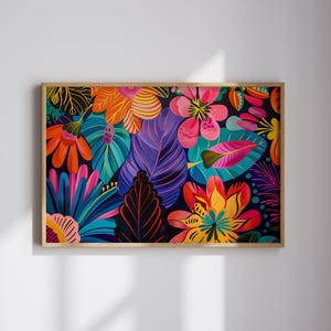 Abstract Floral Artwork for Modern Home Decor Colorful Abstract Wall Art for Living Room Maximalist Artwork Eclectic Home Decor
