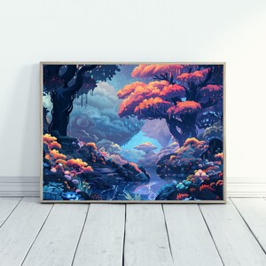 Fantasy Landscape Art Colorful Abstract Artwork for Maximalist Home Decor Nature Art for Modernist Home Decor Gift for Nature Lover