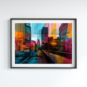 City Skyline Art Urban Abstract Art for Living Room Modern City Art Colorful Abstract Art for Modern Home Decor Urban Art for City Decor
