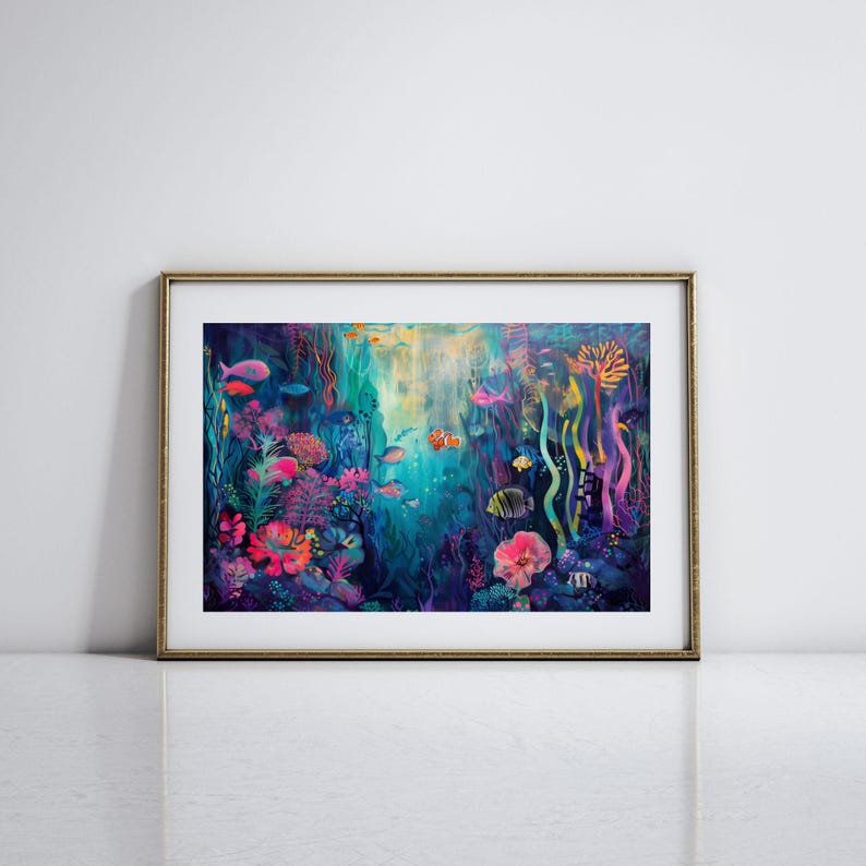 View of Underwater Artwork for Aquatic Home Decor Ocean Lover Gift Marine Life ...