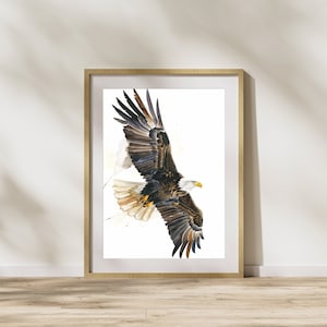 Impresión de acuarela de águila calva de Audubon Bird of America, obra de arte inspirada en la naturaleza, regalo para amantes de las aves, arte natural para decoración del hogar.