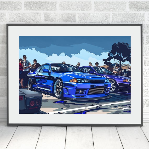 Nissan Skyline GTR R33 JDM Legends Poster Garage Art Motorsports