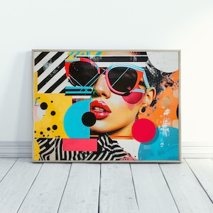Female Portrait Maximalist Art Women&#39;s Portrait Art Unique Gift for Women Retro Poster Art Eclectic Home Decor Feminine Wall Art Bedroom