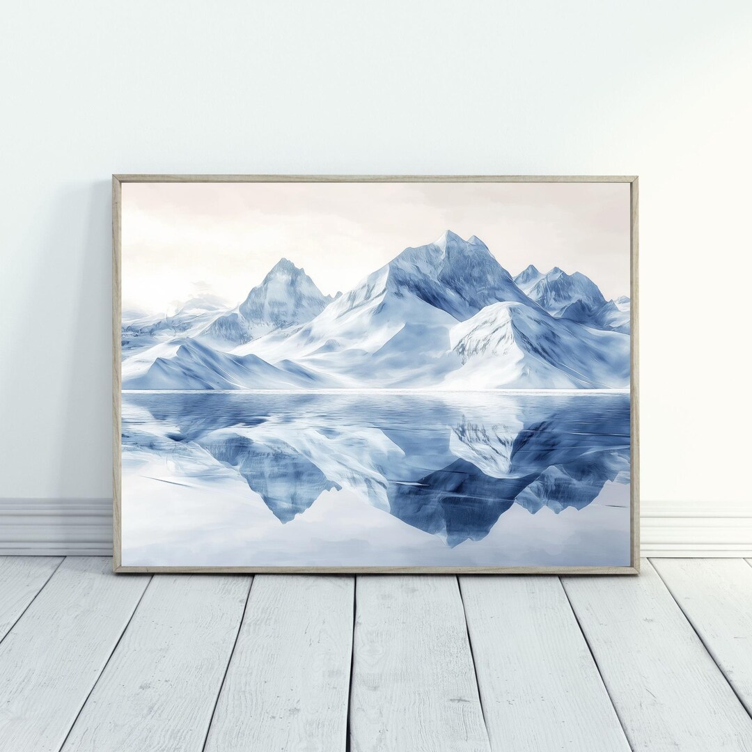 Winter Landscape Art for Living Room Snowy Mountain Art Nature Inspired ...