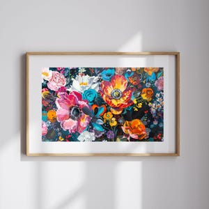 Vintage Floral Wall Art Gift for Flower Lover Colorful Flower Print Eclectic Maximalist Decor Antique Botanical Print Gift for Nature Lover