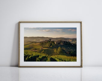 Italiaanse landschapskunst voor woonkamer Toscaanse wijngaard kunst aan de muur voor eetkamer Toscaanse plattelandskunst voor Toscaans decor glooiende heuvels kunst