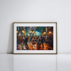 Vintage Jazz Art for Jazz Age Decor Roaring Twenties Art for Living Room Antique Oil Painting Print Gatsby Artwork Nightlife Art Deco Art