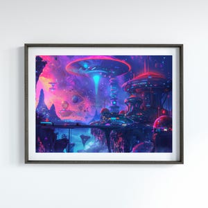 Outer Space Art Gift for Space Lover Cosmic Artwork for Astronomy Lover Outer Space Wall Decor for Teens Room Colorful Abstract Art