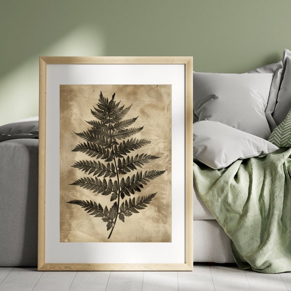 Fern Illustration, Herbarium Collection, Botany Print, 19th Century, Victorian Era Style, Vintage Aesthetic, Nature Love Gift