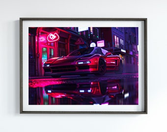 Honda NSX 1990 Cyberpunk Art Honda NSX Poster Car Enthusiast Gift Japanese Car Poster for Garage Artwork Automotive Gift for Car Lover