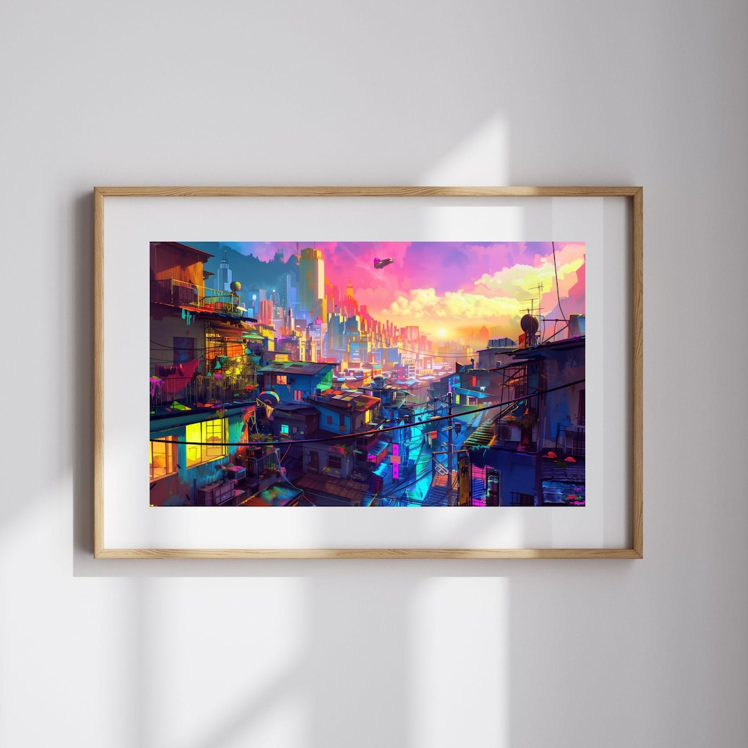Picture of Futuristic Cityscape Modern City Art Colorful Abstract Art for Modern ...