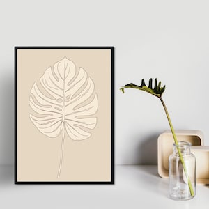 Elegante Monstera Blatt Botanik Illustration Wandkunst Einfache moderne Linie Kunst Natur inspirierter Druck für Wohnkultur Perfektes Geschenk für Pflanzenliebhaber