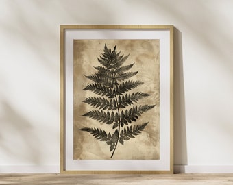 Farn Illustration Minimalistisches botanisches Kunst-Geschenk für Pflanzenliebhaber Farn-Blatt-Wand-Kunst für Wohnzimmer Weinlese-botanischer Druck Geschenk für Botaniker
