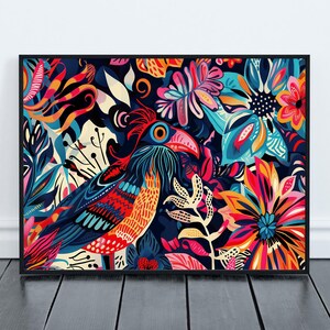 Abstract Floral Artwork for Modern Home Decor Colorful Abstract Wall Art for Living Room Maximalist Artwork Eclectic Home Decor