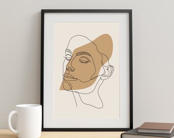 Continuous Line Art Woman Face Drawing Sleek Modern Artwork Elegant Wall Decor Minimalist Illustration Contemporary Art for Home