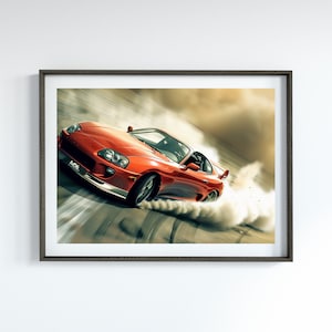 Toyota Supra MK4 JDM Poster for Garage Art Motorsports Gift for Car Enthusiast Classic Car Poster for Office Car Lover Gift Car Illustration