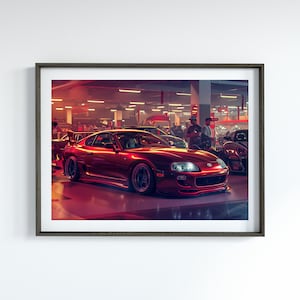Toyota Supra MK4 JDM Poster for Garage Art Motorsports Gift for Car Enthusiast Classic Car Poster for Office Car Lover Gift Car Illustration