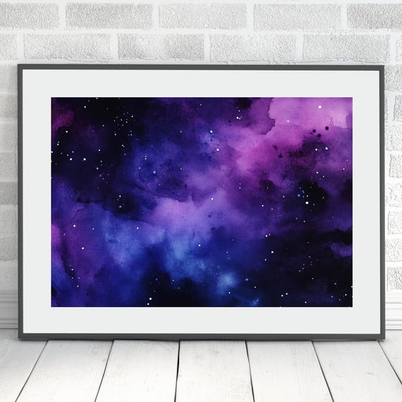 Purple Galaxy Artwork Gift for Space Lover Cosmic Artwork for