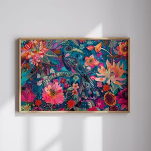 Abstract Floral Artwork for Modern Home Decor Colorful Abstract Wall Art for Living Room Maximalist Artwork Eclectic Home Decor