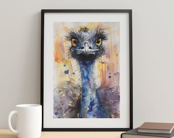 Emu Watercolor Bird Print of Australian Wildlife Nature-Inspired Artwork Gift for Bird Lover Nature Art for Home Decor