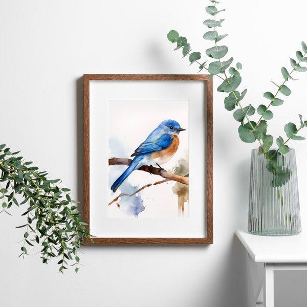 Bluebird Print, Bird Watercolor Painting, Wildlife Bird Painting, Audubon Print, Wall Art, Bird Lovers, Nature-inspired Art, Wall Decor