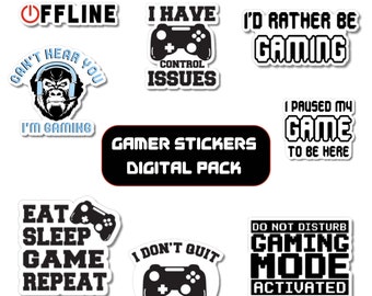 Gaming Digital Stickers, Laptops, Tumblers, Journals, Digital, Print Ready, Cut by Hand or Machine, Digital Download, Wall Decals, Decals