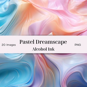 Pastel Dreamscape Alcohol Ink Digital Paper, colorful illustration, alcohol ink clip art, vibrant colors, colorful pastel ink swirls