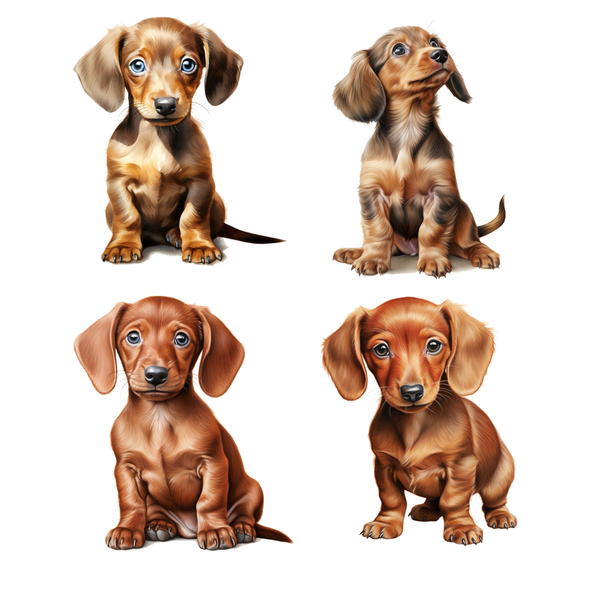 Dachshund Puppies, PNG, Digital Download, Digital Paper, Invitations ...