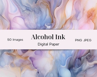 Alcohol Ink Digital Paper, colorful illustration, alcohol ink clip art, vibrant colors, colorful pastel ink swirls