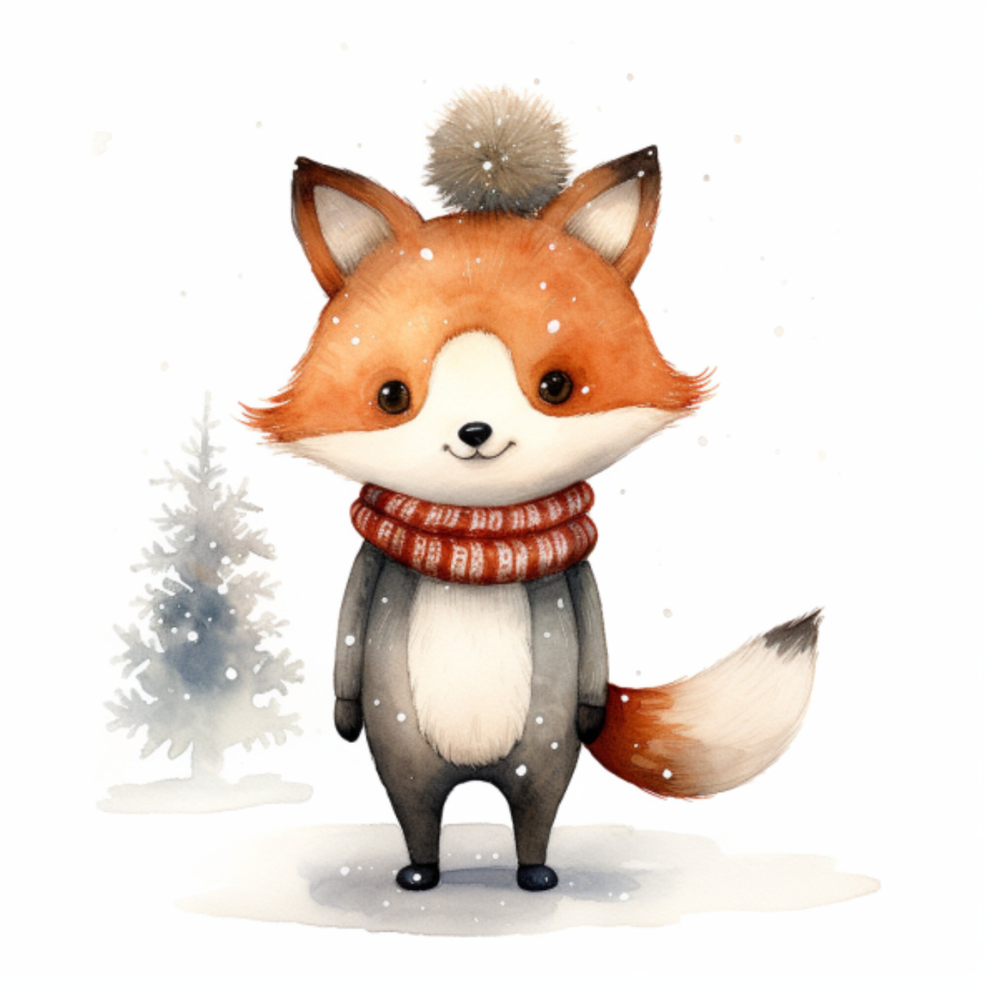Christmas Foxes Clip Art, 15 High Resolution PNG Images, Digital ...