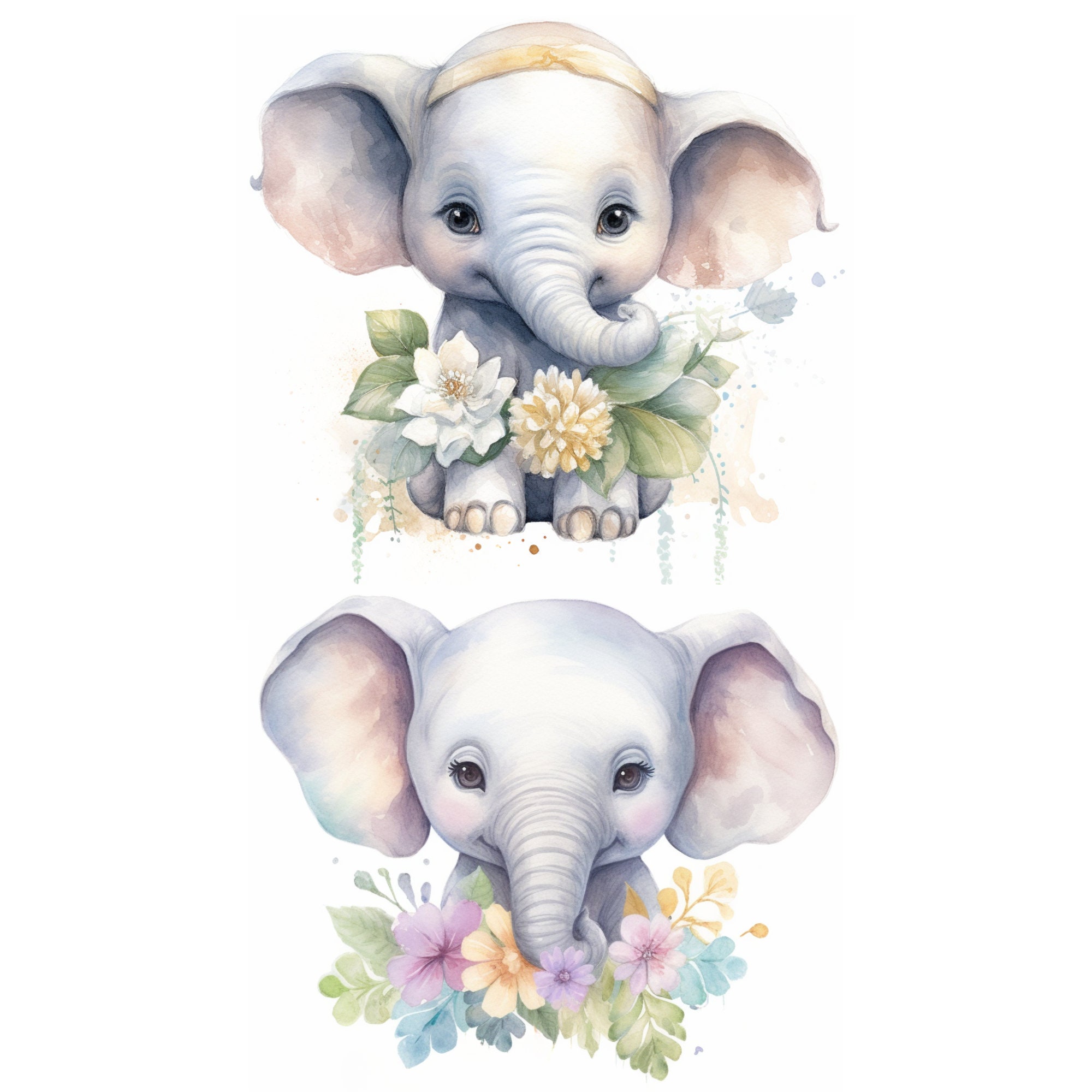 Baby Elephant Clip Art, High Resolution Images, Digital Download ...