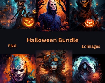 Halloween Bundle, Sublimation, Bundle for Commercial use, Spooky, PNG Files, Apparel, Tumblers, Totes