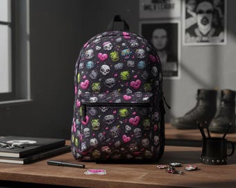 Plecak z nadrukiem potwora, torba szkolna Kawaii