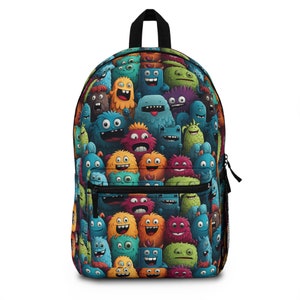 Vibrant Monster Cartoon Backpack - Fun and Quirky Design for Kids