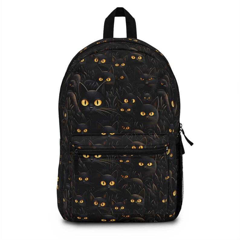 Black Cat Pattern Print Backpack