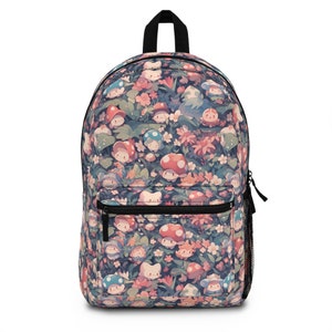 Mochila con diseño de bosque de setas kawaii: diseño lindo y caprichoso
