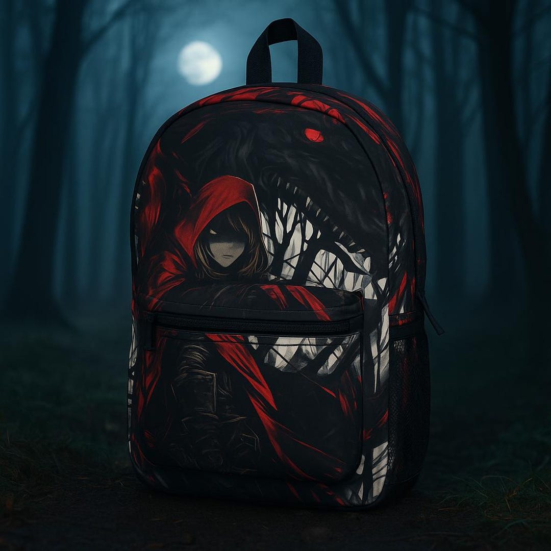 Red Hooded Gothic Backpack: Dark Fantasy Cosplay Bookbag - Etsy