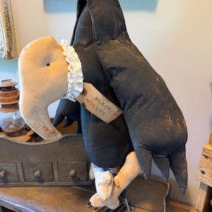 Primitive Black Vulture, Vintage Potato Masher, Handmade Folk Art Vulture, Primitive Halloween Decor, Rustic Fall Decor