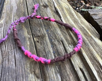 Handmade Adjustable anklet bracelet-Friendship anklet-Summer accessories-Purple handwrapped- dreadlock- braided multifunctional- boho gifts