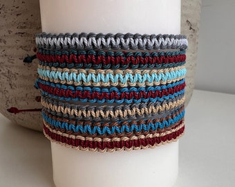 Waterproof Warm Colors Friendship Bracelets- Waxed cord surfer bracelets-Adjustable- Handmade accessories- Handmade jewelry-Wristbands