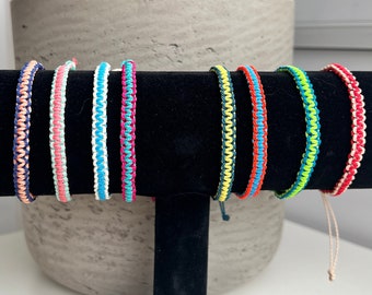 Waterproof Vibrant Neon Colors Friendship Bracelets- Waxed cord surfer bracelets-Adjustable- Handmade accessories- Handmade jewelry