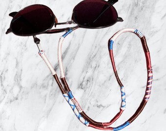 Handmade burgundy and Blue Silvery Glittery-Sparkly   Eyeglasses Strap Accessory-Neck cords- Sunglasses cord- Handmade straps