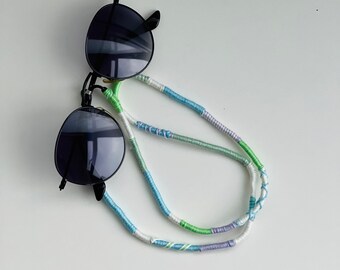 Handmade Blue & Green Eyeglasses Strap – Fashionable Sunglass Cord