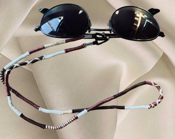 Handmade Burgundy & Brown Eyeglasses Strap - Fashionable Neck Cord