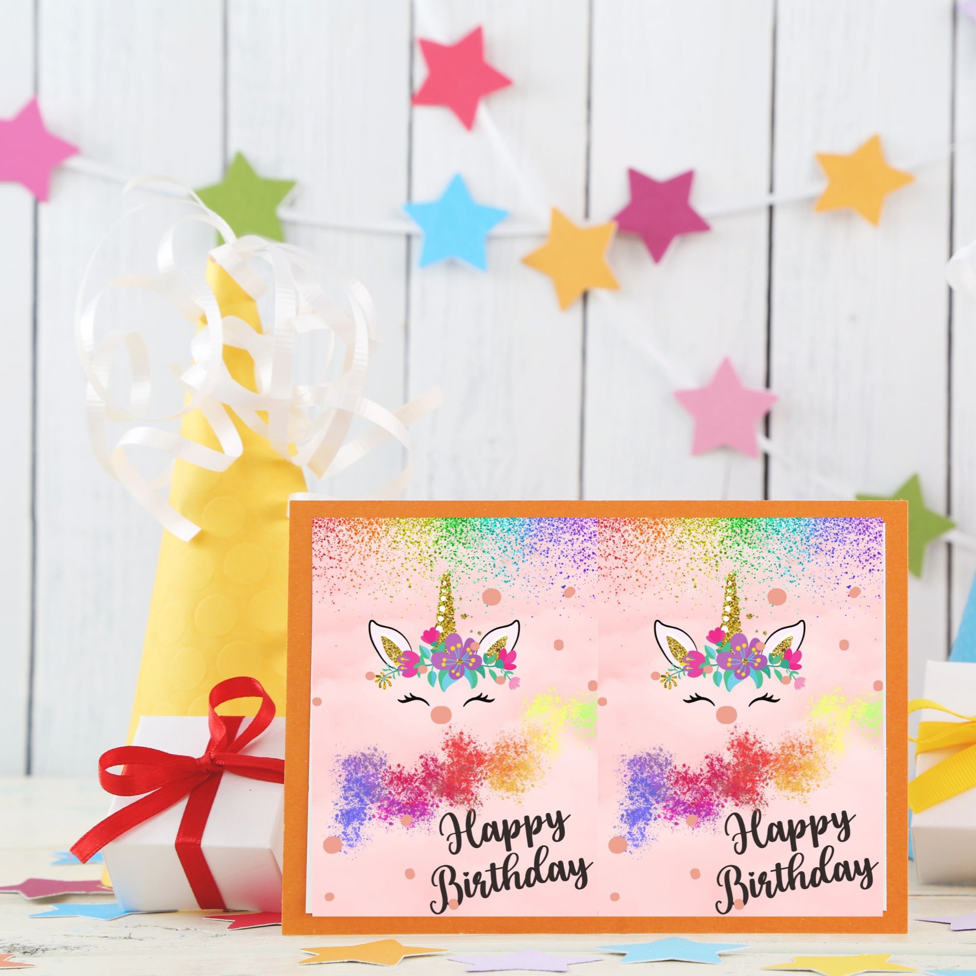 Rainbow Unicorn Birthday Card Editable Unicorn Birthday Card Instant Download Girl Birthday Card ...