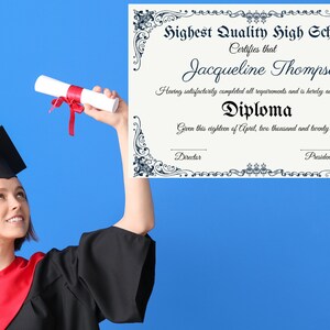 High School Diploma, Printable Diploma, Diploma Template, GED Diploma, Custom Diploma