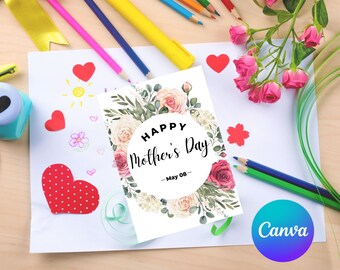 Happy Mother's Day Printable Card / Floral Card Template / Instant Download PDF