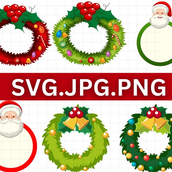 Christmas Wreath svg Bundle\ Holly Wreath SVG\ Christmas Decor svg\ Christmas svg\ Holiday Wreath svg\ Cricut and Silhouette