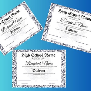 High School Diploma, Canva Diploma Template, Graduation Diploma Template, Printable High School Diploma